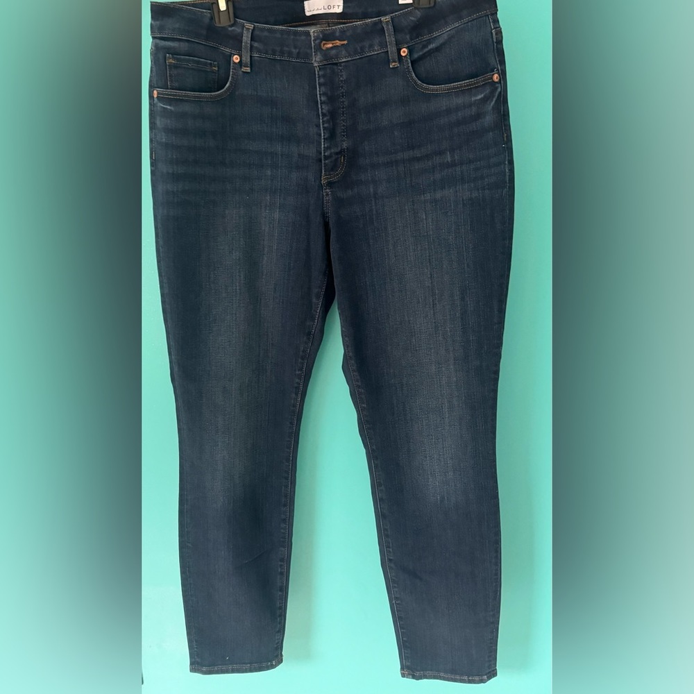 NWT LOFT Dark Wash Curvy Skinny Jeans Women's Size 14/32